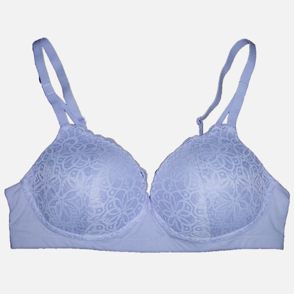 Maidenform Wireless Bra Lavender Purple with Lace Lightly Lined L Large NWOT